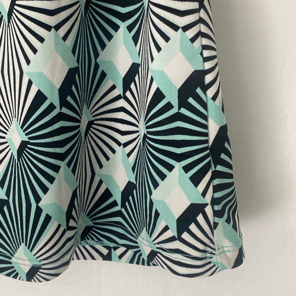 Worthington Top XL Womens Geometric Blue SS Puff Pullover Blouse Colorful Print - Picture 4 of 11